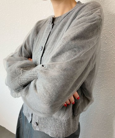 Grey Organza Cardigan #241236